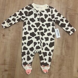 Old Navy Brown and White Cow Print Footie
